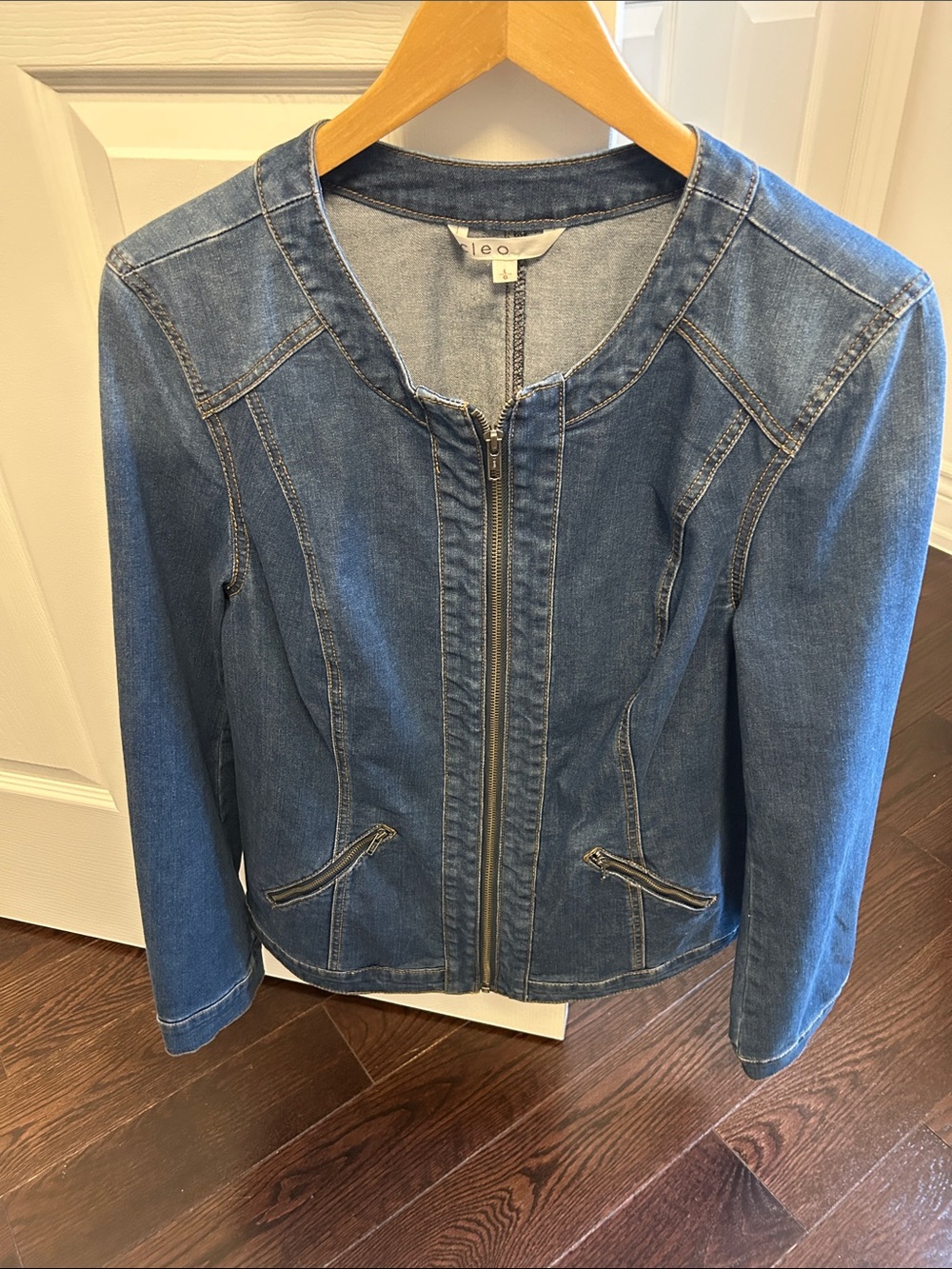 cleo Medium Blue Denim Zip-Front Women's Jacket